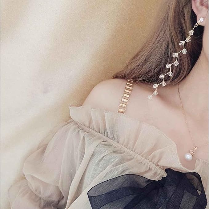 Boho Rhinestone Leaf Earrings Gold Crystal Drop Earring Long Chain Tassel Dangle Earrings Jewelry for Women and Girls Gifts-Velvo Beauty