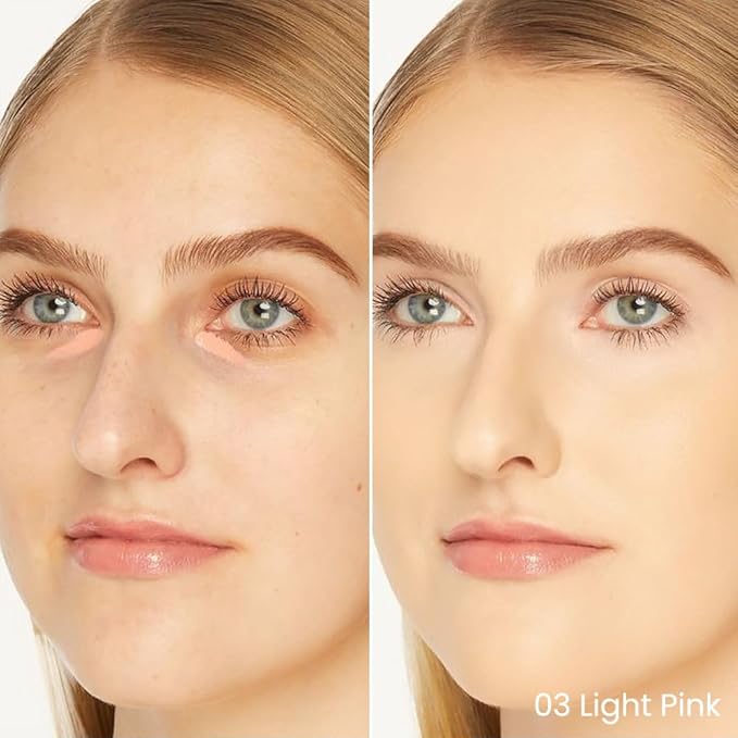 Kaely 2Pcs PROFESSIONAL MAKEUP Correcting Concealer Stick,Medium Coverage Concealer Crayon,under Eye Brightener Concealer for Dark Circles,corrector de ojeras,Lightweight,Vegan,03 LIGHT PINK-Velvo Beauty