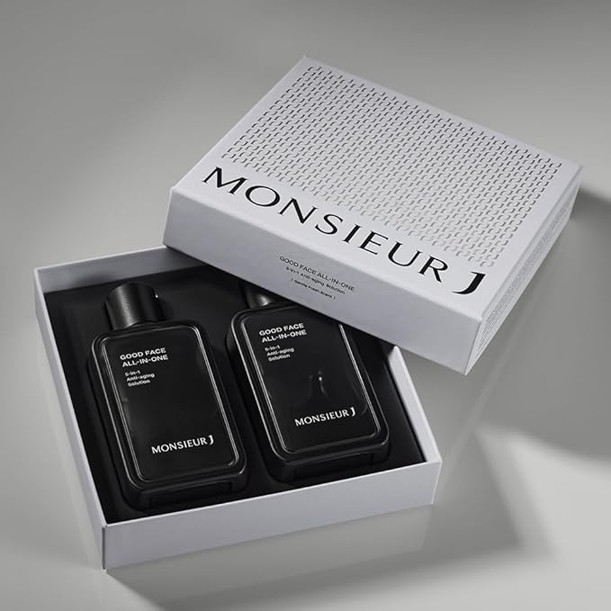 Monsieur J Men's Skin care GOOD FACE All-in-one Set 1+1 140mlx2ea 5 In 1 (Toner+Lotion+Essence+Fluid+Cream),Facial Skincare,Face Moisturizer Lotion,Facial lotion for dry skin,All In One Treatment-Velvo Beauty