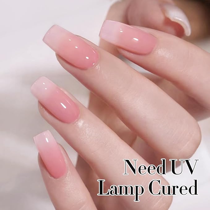 Double Rhythm 0.5Oz Translucent Gel Polish Sheer Neutral Natural Light Milky Same Color Same Bottle 15ML Jelly Gel Polish Art DIY at Home (Milky Pink-A1401)-Velvo Beauty