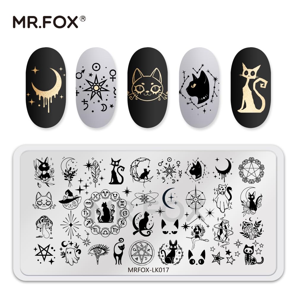 5 Pcs Nail Plates Stamping Set Starry Star Moon Esoteric Elements Nail Art DIY Stamping Template-Velvo Beauty
