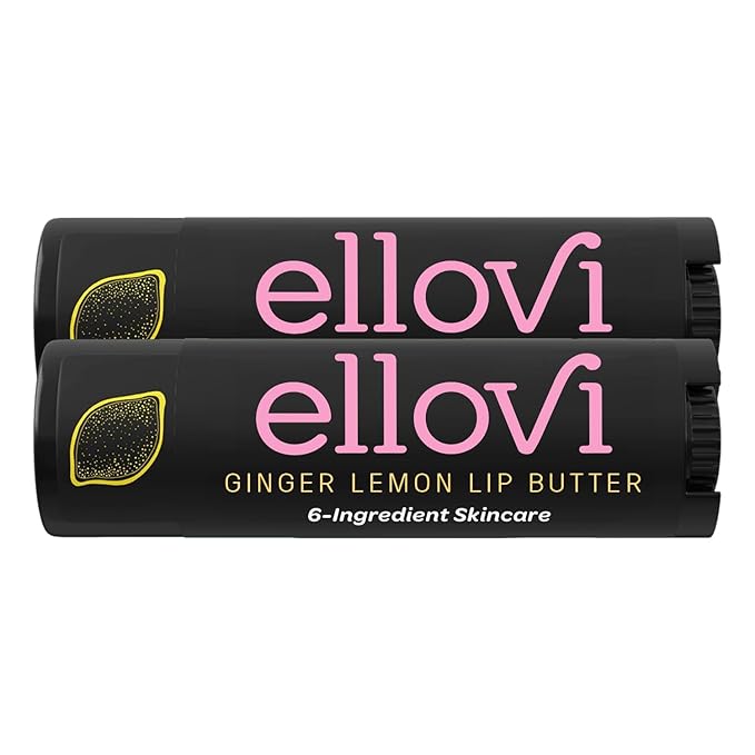 Natural Lip Butter Lip Balm - Ginger Lemon - Pure Enough to Eat - Made With Just 6 Vegan Ingredients - 100% Natural & Organic Moisturizing Lip Care for All Day Hydration (2-Pack)-Velvo Beauty