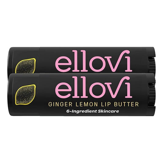 Natural Lip Butter Lip Balm - Ginger Lemon - Pure Enough to Eat - Made With Just 6 Vegan Ingredients - 100% Natural & Organic Moisturizing Lip Care for All Day Hydration (2-Pack)-Velvo Beauty