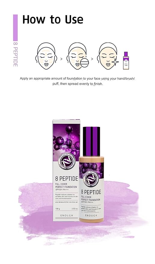 Enough 8 Peptide, Full Cover Perfect Foundation, SPF 50+ PA+++, #21, 3.53 oz (100 g)-Velvo Beauty