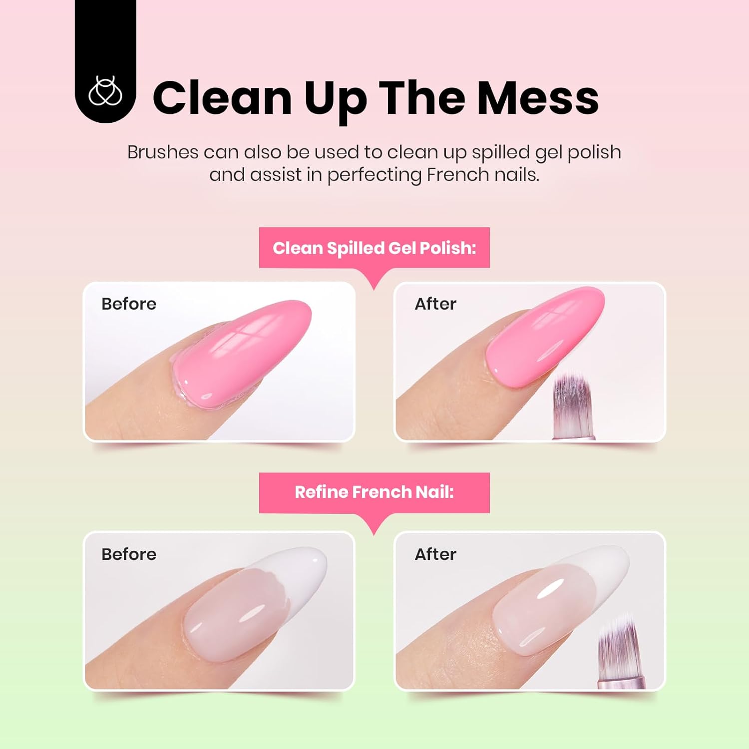 Beetles Gel Polish Nail Art Brushes Set - 6 Pcs Fingernail Art Design Pen, Floral Pattern Handle, Gradient Bristles Nail Brush Set DIY with Palette Dotting Manicure Tool Kit-Velvo Beauty