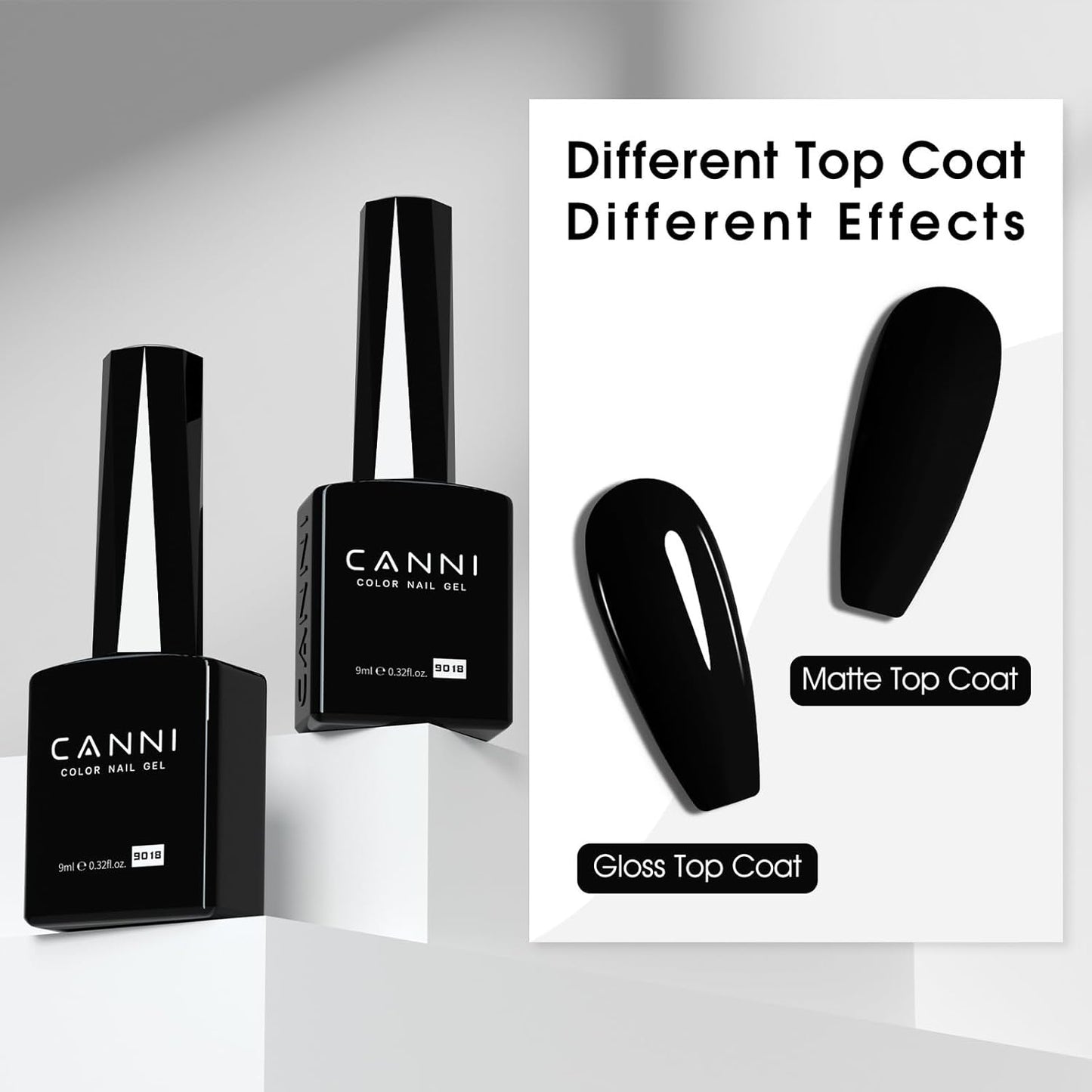 CANNI Black Gel Nail Polish, 1Pcs Pure Black Color High Gloss Soak Off UV Gel Polish Nail French Manicure Salon DIY-Velvo Beauty