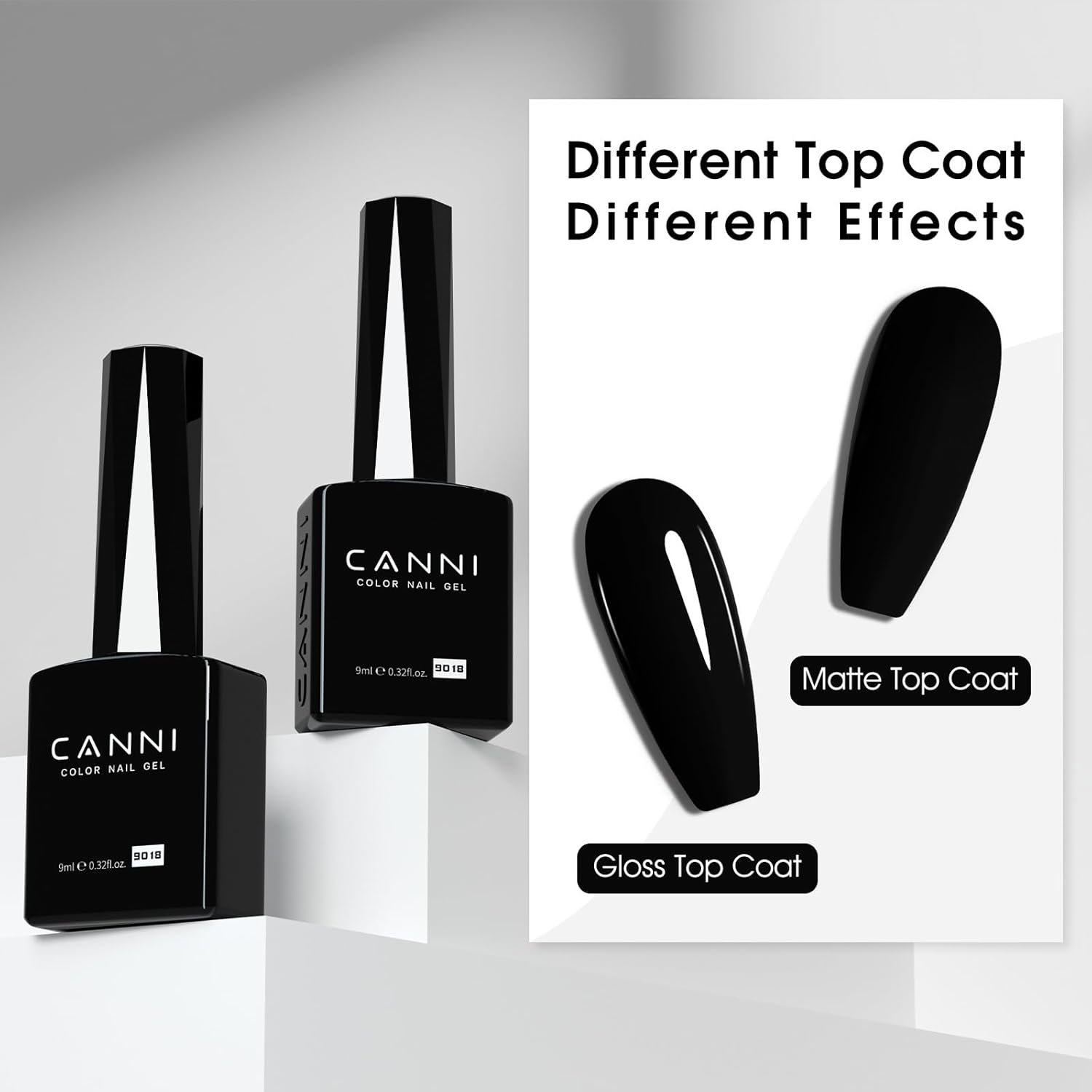 CANNI Black Gel Nail Polish, 1Pcs Pure Black Color High Gloss Soak Off UV Gel Polish Nail French Manicure Salon DIY-Velvo Beauty