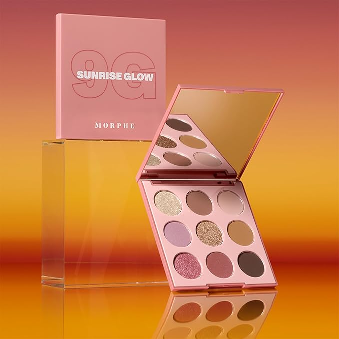 Morphe 9G Sunrise Glow Artistry Palette - Warm & Rosy Neutral Makeup Palette with Matte & Shimmer Finishes - Highly Pigmented Eye Makeup with a Blendable & Buildable Formula (0.35 oz)-Velvo Beauty