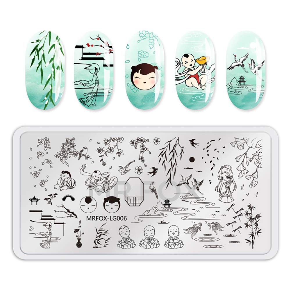 MR.FOX Nail Board Set - Chinese, Republic, Ancient Style Wedding Theme Pattern - Bubble Republic Style Art DIY Hot Stamping Template-Velvo Beauty