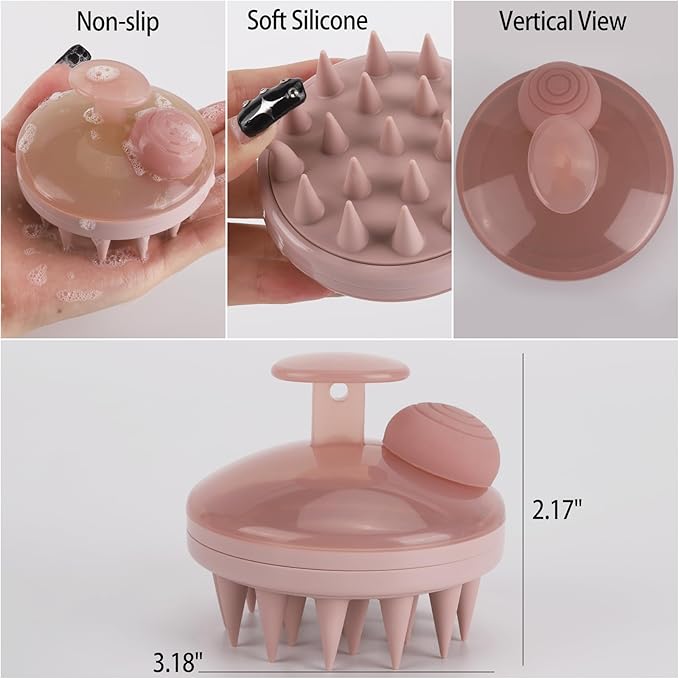 BTYMS Hair Scalp Scrubber Shampoo Brush with Dispenser, Silicone Scalp Massager Exfoliating Brush for Dandruff Removal-Velvo Beauty