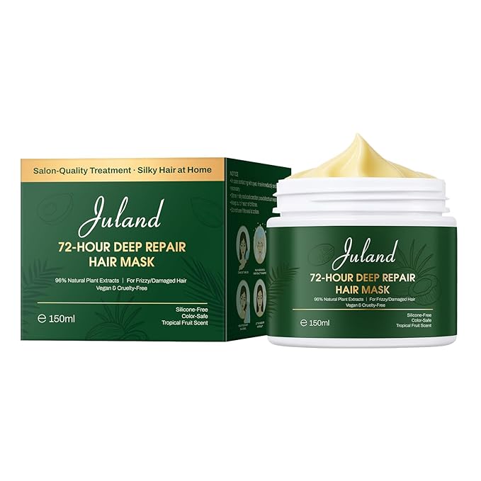 Juland Hair Mask, Collagen Hair Mask with Natural Amla Oil for Moisturization & Damage Repair, Hydroplex Technology for Stronger, Shinier Hair, 11 oz Revitalizing Treatment for Dry-Velvo Beauty