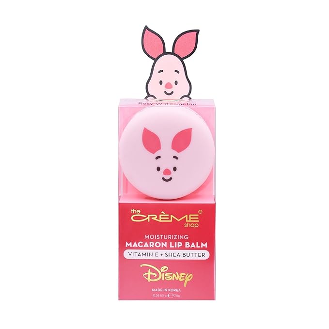 The Crème Shop x Disney Macaron Lip Balm Winnie The Pooh Lemon Honeycomb Crème Korean Scented Pocket Portable Vitamin E Shea Butter (Piglet (Rosy Watermelon))-Velvo Beauty
