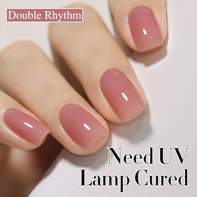 Double Rhythm 0.50 OZ Translucent Gel Polish Same Color Same Bottle Sheer Pastel Neutral Natural Milky 15 ML Jelly UV Nail Art DIY at Home (Pale Purple Pink-A1495)-Velvo Beauty