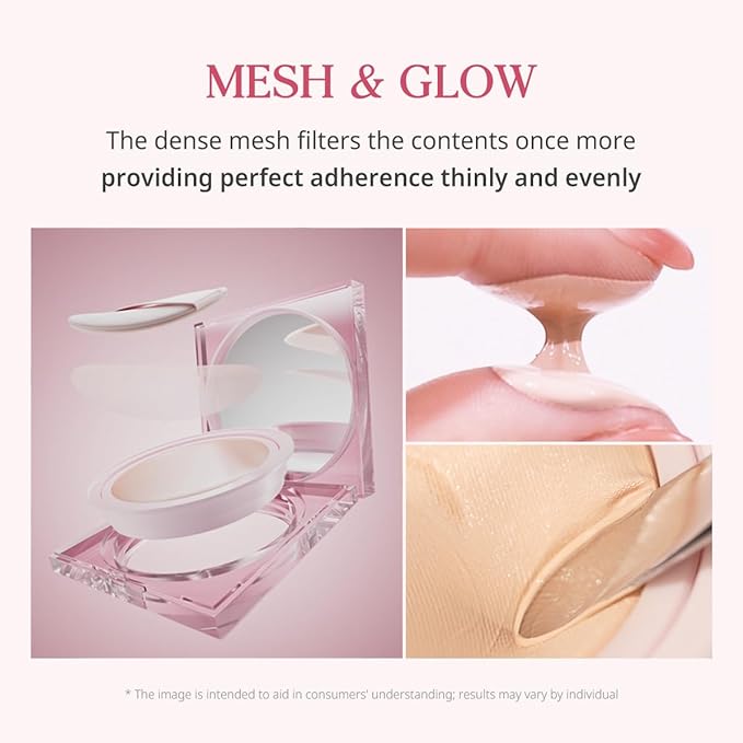 CLIO Kill Cover Mesh Glow Cushion Foundation ([Refill Included] 15g*2, 23N GINGER), Glass Skin, Long-Lasting, Lightweight, Buildable Coverage, Glowy Skin Makeup-Velvo Beauty