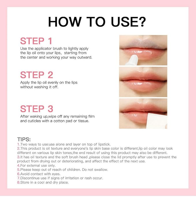 MAEPEOR Glowing Lip Oil 7 Colors Hydrating Lip Balm Nourishing Lip Care Lip Treatment Glossy Finish Non-sticky Moisturizing Lip Balm (02 Clear)-Velvo Beauty