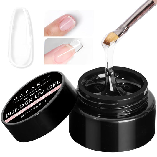 Makartt Clear Gel Builder: Nail Extension, Strong, Self-Levelling, Long Lasting for Strengthener Sculpture Broken Nails Repair Protection, UV LED Lamp Cure Required, Home Salon DIY Manicure 1.06 oz-Velvo Beauty