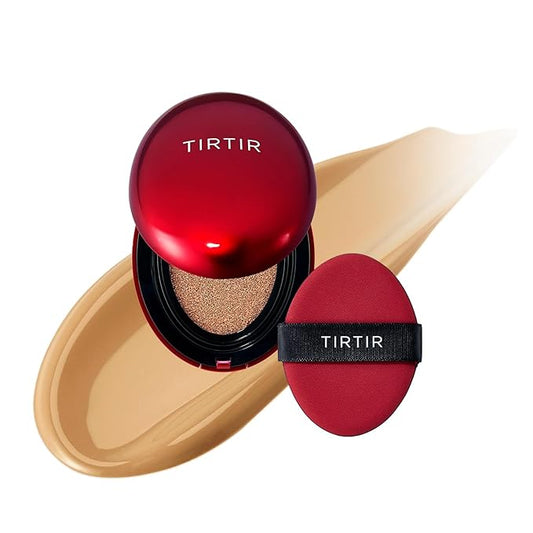 [*Mini Size*] TIRTIR Mask Fit Red Cushion Foundation | Full coverage, Weightless, Skin fit, Satin Glow Finish, Korean Makeup, beauty, Tattoo cover up, Buildable (#29N Natural Beige, 0.15 Fl Oz)-Velvo Beauty