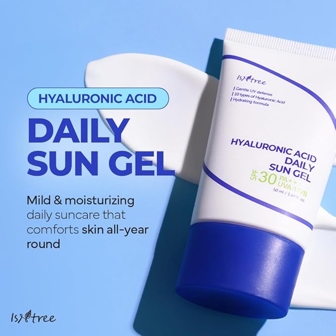 ISNTREE Hyaluronic Acid Daily Sun Gel 50ml, 1.69 fl oz | SPF 30 | Korean Skincare | Moisturizing | No White Cast | Lightweight | Mild Formula | Daily SPF | Korean Sunscreen | Broad Spectrum-Velvo Beauty