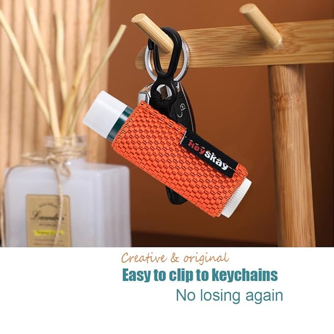 5PCS Lip Balm Holder Lipstick Sleeves Keychain Lip Gloss Holder Keychain Chapstick Elastic Sleeves(Black x5)-Velvo Beauty