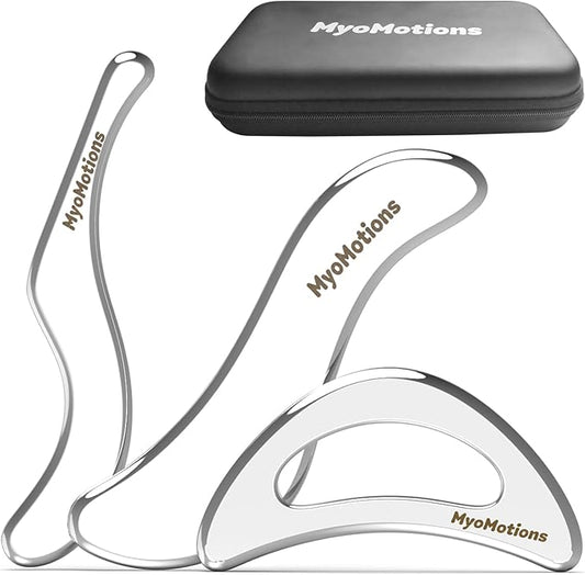 3-Piece Muscle Scraper Tool Set for IASTM Therapy - Stainless Steel Gua Sha Tool for Myofascial Release and Deep Tissue Massage Tool Set-Velvo Beauty