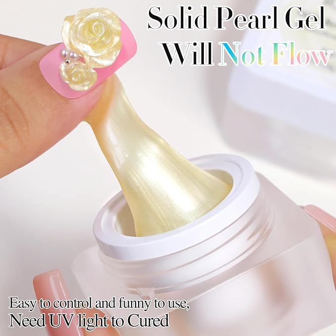 Double Rhythm 3D Nail Gel Pearl Solid Sculpting for Nail Art Non-Sticky Hard for Building Carving Molding Extension Soak Off UV/LED Nail Art Salon Home DIY 0.5 Oz (Yellow-Silk 07)-Velvo Beauty