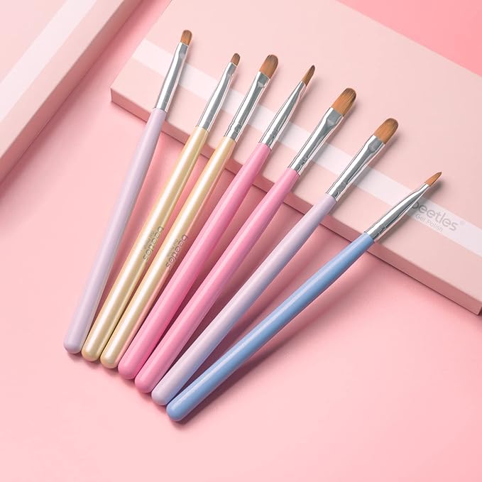 Beetles Gel Nail Brush, 7Pcs Nail Art Brushes, Nail Art Tips Nail Brushes for Nail Art Nail Painting Brush Pen Set for Home and Salon Use Decoration-Velvo Beauty