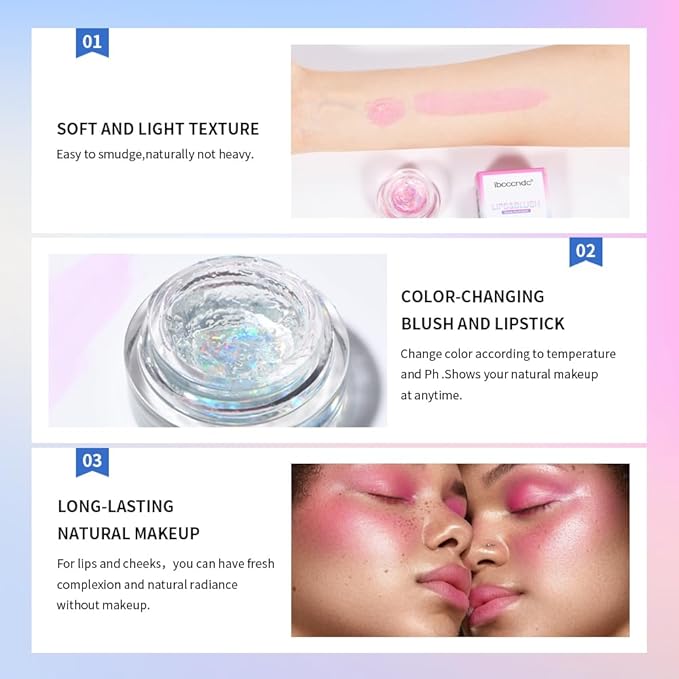 Color Change Blush Clear Liquid Blush Cream Moisturizing Blusher Halo dyeing naturally Blush Rouge Multi-use Makeup Cream For Cheeks Face Lips Waterproof Blush Gel Lip Oil (#4)-Velvo Beauty