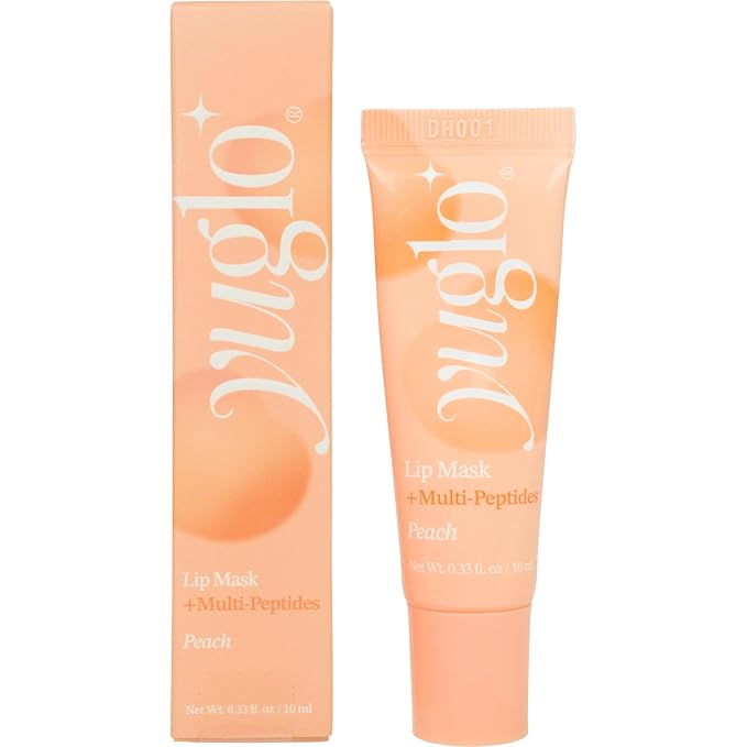 YUGLO Lip Sleeping Mask with Multi-Peptides | Peach Flavor | Hydrating & Plumping Lip Treatment for Dry, Chapped Lips | Nourishes & Moisturizes | Overnight Lip Repair-Velvo Beauty