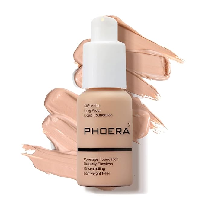 PHOERA Foundation Makeup Naturally Liquid Foundation Full Coverage Mattle Oil-Control Concealer 8 Colors Optional,Great Choice For Gift (#103 Warm Peach,30ml)-Velvo Beauty