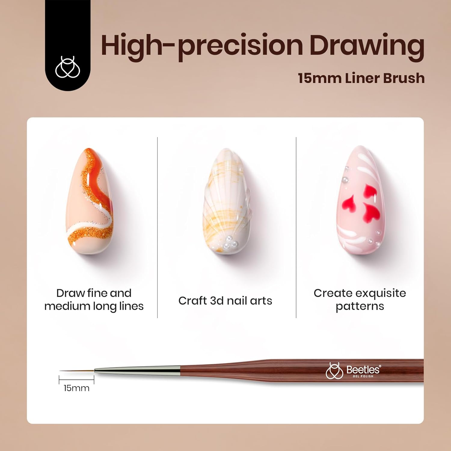 Beetles Nail Art Brushes Set, 6 PCS Multifunctional Nail Brushes for Nail Art Wooden Liner Brush Nail Drawing Pen Nail Art Tools with Nail Brush Holder&Palette for Nail Art Design-Velvo Beauty