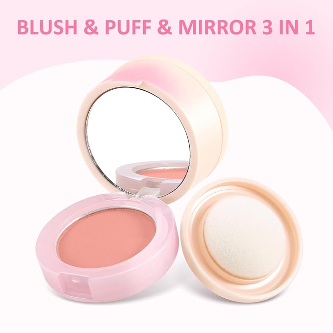 Boobeen Blush Compact for Face, Matte Powder Blush for Cheeks Powder Palette, Nude Light Blush with Puff, Blusher Makeup for a Radiant, Natural Glowing-Velvo Beauty