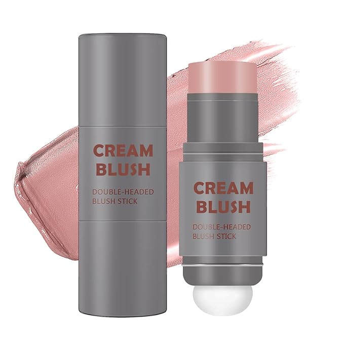 Cream Blush Stick with Sponge 3 in 1 Multi-Use Blush Makeup Stick Long Lasting Waterproof Natural Matte Cream Blush Stick for Cheeks, Lips and Eyes - Fairy Pink-Velvo Beauty