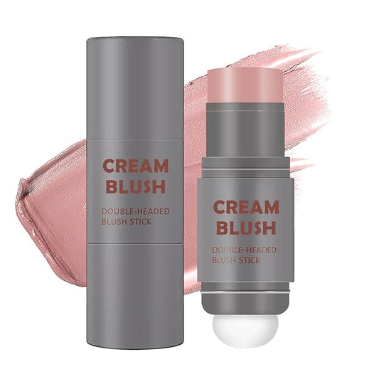 Cream Blush Stick with Sponge 3 in 1 Multi-Use Blush Makeup Stick Long Lasting Waterproof Natural Matte Cream Blush Stick for Cheeks, Lips and Eyes - Fairy Pink-Velvo Beauty