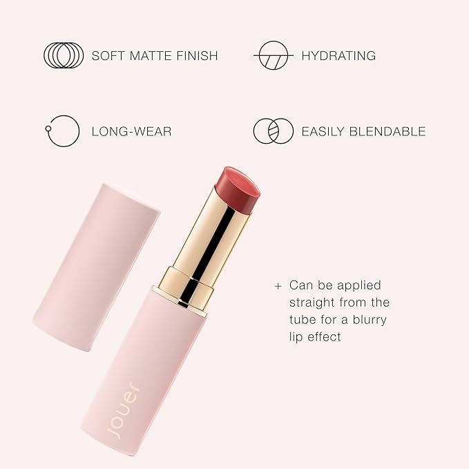 Jouer Balm Bouche Demi-Matte Lip-Sororité - Tinted Lip Balm - Hydrating Lip Tint Long Lasting - Matte Lip Color - Jojoba Seed Oil and Shea Butter Formula-Velvo Beauty