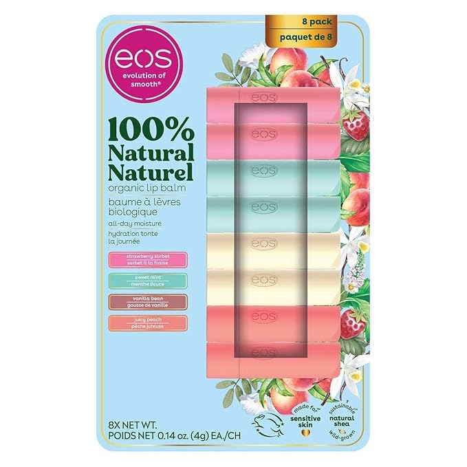 Eos Natural and Organic Lip Balm Stick, 8-pack-Velvo Beauty