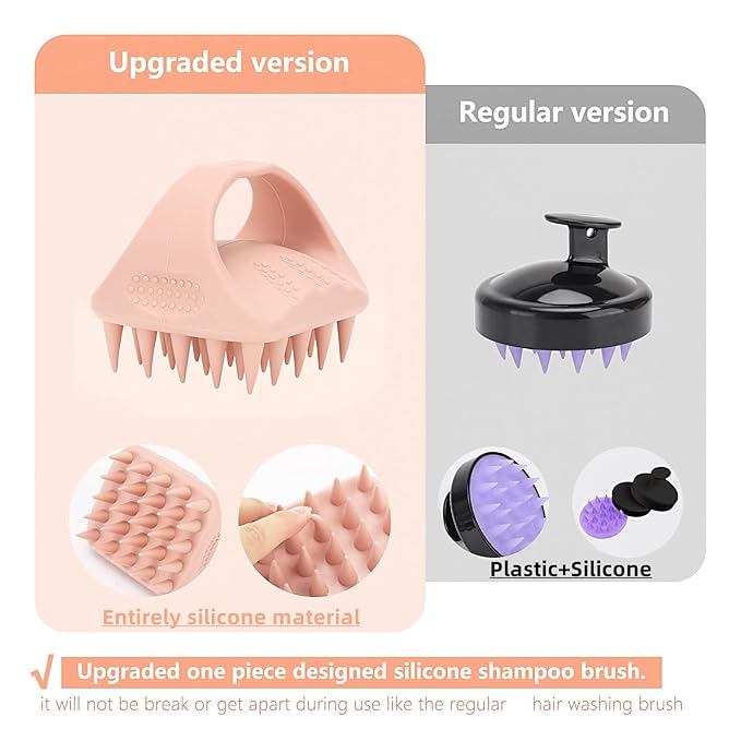 BTYMS 2 Pcs Solid Sillicone Scalp Massager Hair Shampoo Brush Scalp Scrubber Exfoliating Brush Hair Washing Brush Head Scrubber for Shower-Velvo Beauty