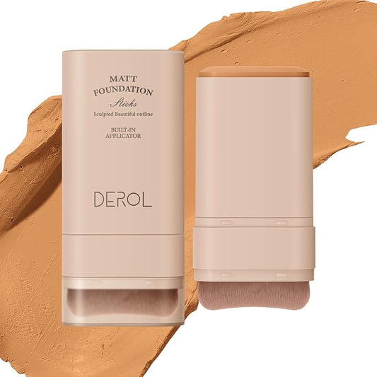 Multi-Use Foundation Stick Makeup with Brush,High Coverage Blendable Lightweight Contour Stick,Waterproof Flawless Natural Finish Creamy Foundation Makeup,Longwear Face Makeup Stick(#5)-Velvo Beauty