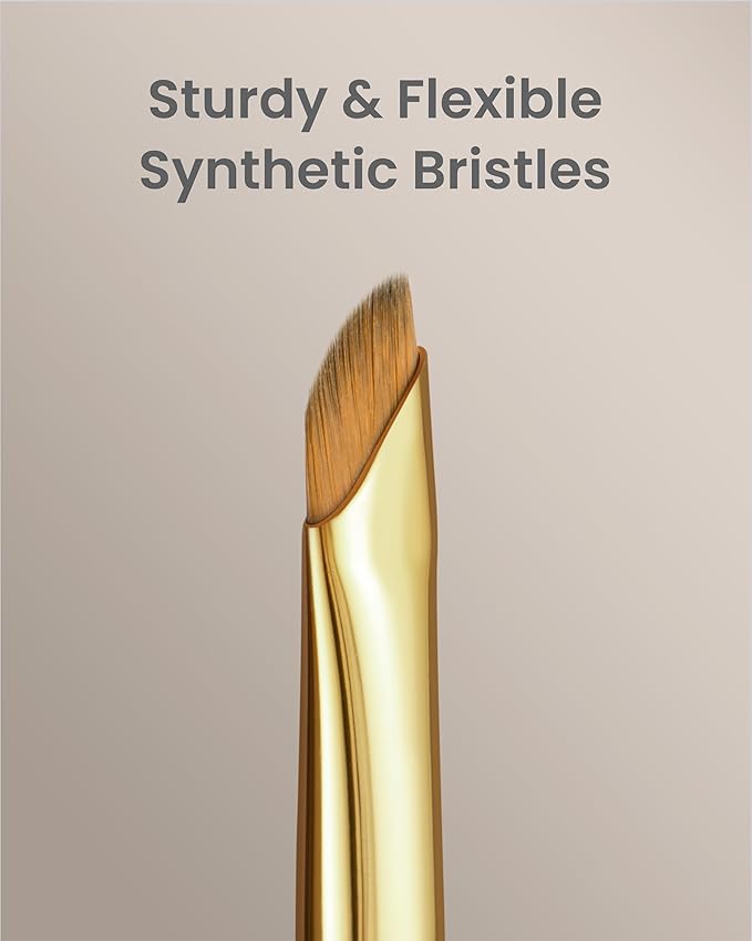 Desert Oak Series Precision Angled Eyeliner Brush - Ultra-Fine Nylon Bristles for Razor-Sharp Gel/Liquid/Powder Lines, Detail Work & Tightlining, Bubinga Handle & Brass Ferrule (CM 181)-Velvo Beauty