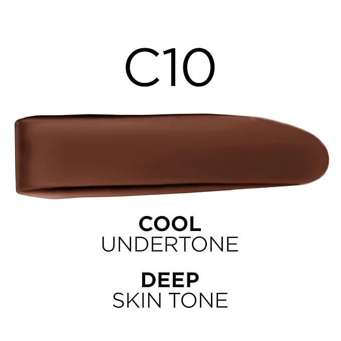 L'Oreal Paris True Match Super-Blendable Foundation, Medium Coverage Liquid Foundation Makeup, C10, Deep, 1 Fl Oz-Velvo Beauty