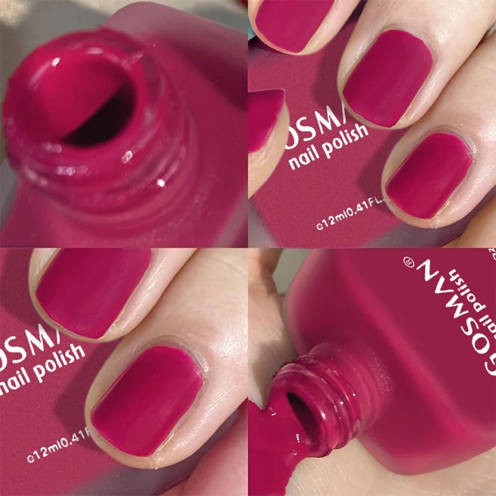12ml Hot Pink Matte Nail Polish, Quick Dry Nail Lacquer for Nail Art Varnish, Mist Effect Matte Finish Velvet Nail Polish, 0.41 fl oz (Hot Pink, 0.41 fl oz)-Velvo Beauty