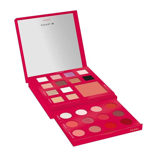 Pupa Milano Pupart M Makeup Palette, 003 Red, 0.6 oz - Makeup Kit - Blush - Concealer - Highlighter - Eyeshadow - Lip Gloss - Lip Cream - Face Makeup-Velvo Beauty