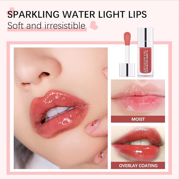 Moisturizing Lip Oil,No-Sticky Lip Gloss Lip Balm Lip Care,Fruit Flavoured Lip Oil For Dry Lip's Moisturizing Hydrating And Nourishing (020#MAHOGANY) 0.2 OZ-Velvo Beauty