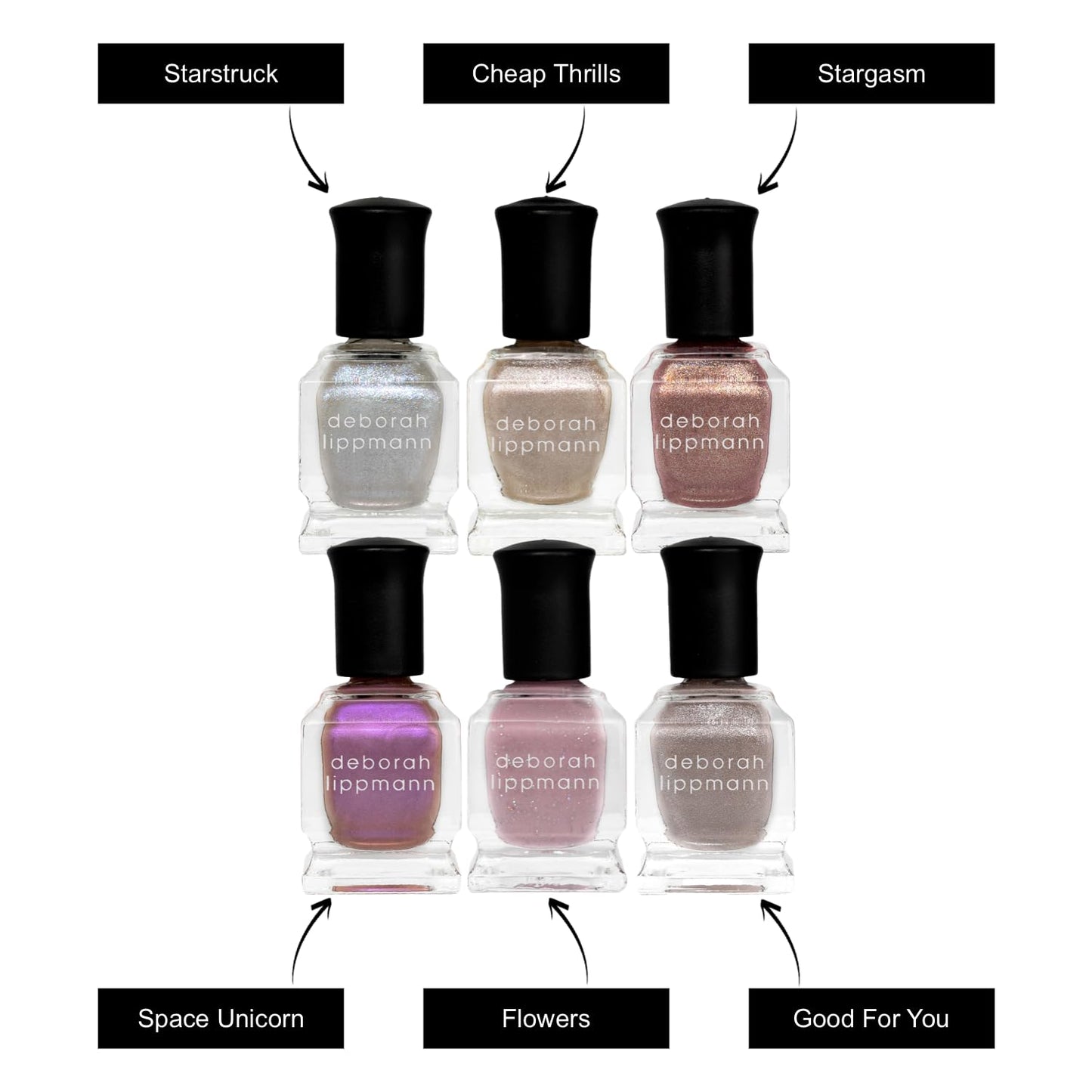 Deborah Lippmann Nail Polish, Gel Lab Pro Set | Treatment Enriched for Nail Health, Wear and Shine | No Lamps or Tools & 21-Free | Bejeweled, 6 Bottles-Velvo Beauty