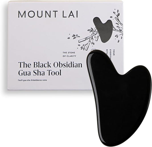 Mount Lai Obsidian Gua Sha Facial Tool – The Stone of Transformation – 100% Genuine Black Obsidian Stone Face Sculpting Tool for Lymphatic Drainage, Puffiness Reduction & Jaw Tension Relief-Velvo Beauty