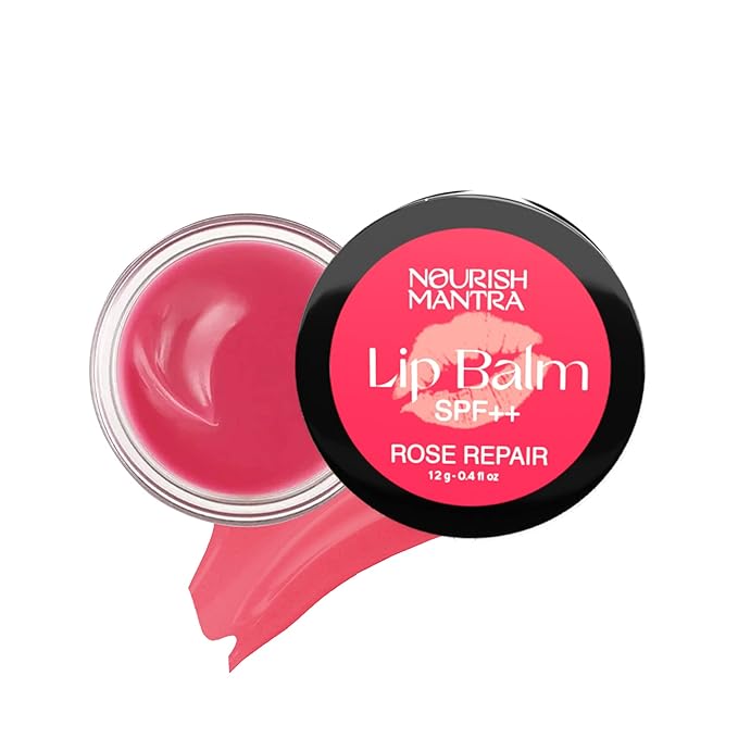 Nourish Mantra - Rose Repair Lip Balm with SPF | Made with Rose Extracts, Olive oil, Shea Butter, Vitamin E and Avocado Oil | For Dry, Chapped and Dark Lips | Best for Both Women and Men | 12g-Velvo Beauty