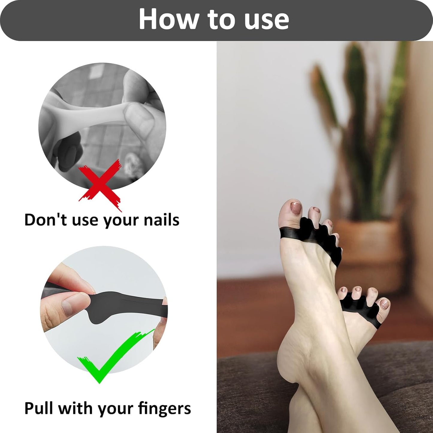 SUNFATT Toe Spacers for Men ang Women,Toe Separators for Women,Relieves Overlapping Toes,Bunions Corrector and Hammer Toe Pain,Gel Toe Spreader Separates and Relaxes Toes.2 Pcs-Velvo Beauty