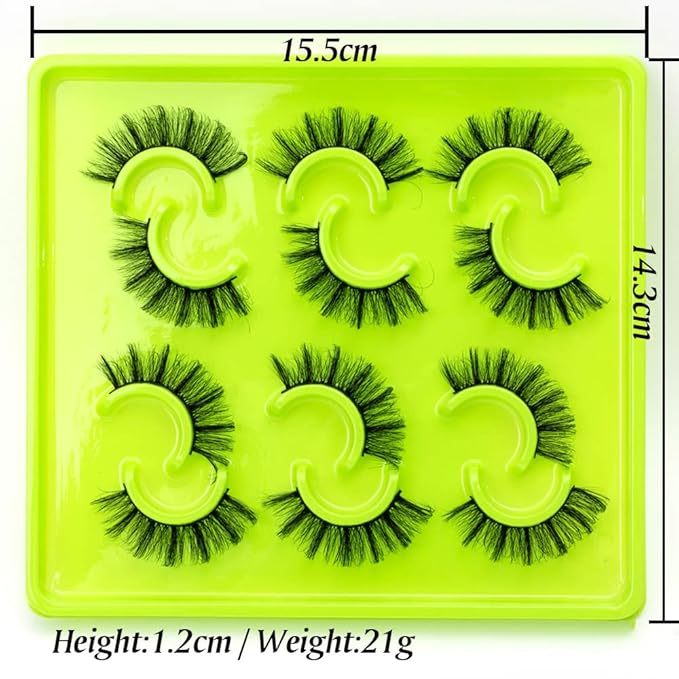 HBZGTLAD 6 Pairs Fluffy False Eyelashes Natural Faux Mink Strip 3D Lashes Pack(3DQG-104)-Velvo Beauty
