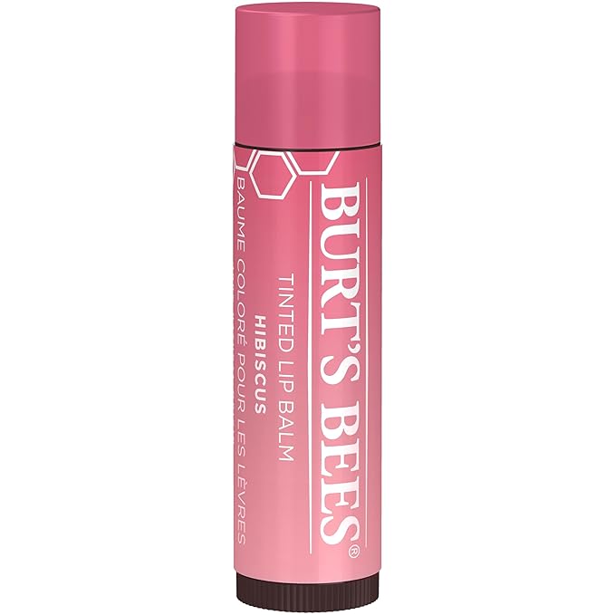 Burt's Bees Lip Tint Balm with Long Lasting 2 in 1 Duo Tinted Balm Formula, Color Infused with Deeply Hydrating Shea Butter for a Natural Looking Buildable Finish, Soft Hibiscus (2-Pack)-Velvo Beauty