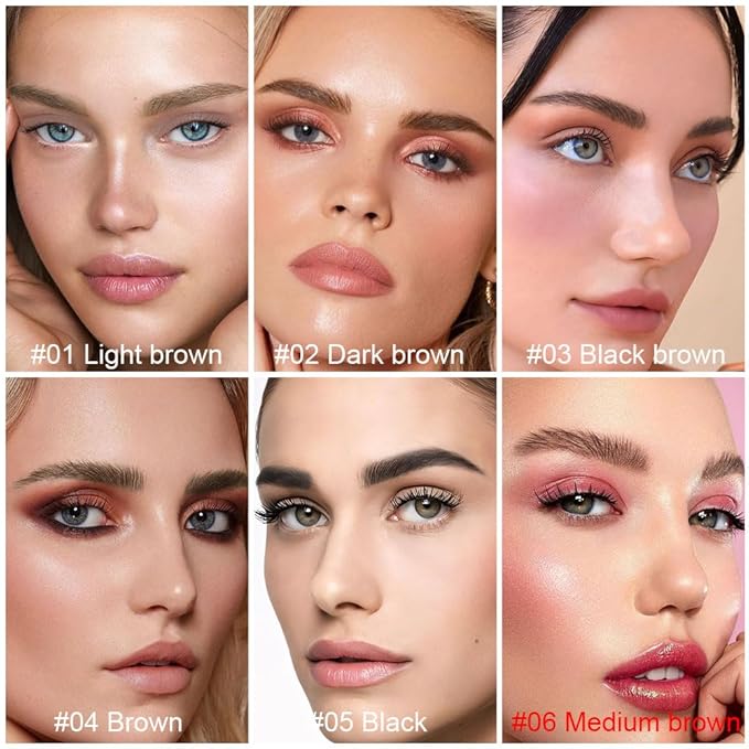 evpct 2Pcs Midium Brown Magic Microblading Dual-Ended Eyebrow Contouring Pen Brow Pencil, with 4 Brush Micro-Fork-Tips Applicator and Precise Brush-Tip Hair Like Stroke, Dual-ended Eyebrow Brush-Velvo Beauty