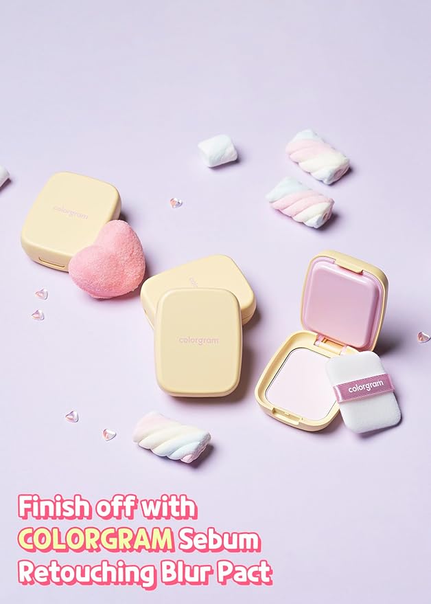 Colorgram Sebum Retouching Blur Pact | Poreless-Looking Pressed Setting Face Powder for Normal to Oily Skin, Provides Weightless, Matte Finish with Soft Focus Effect-Velvo Beauty